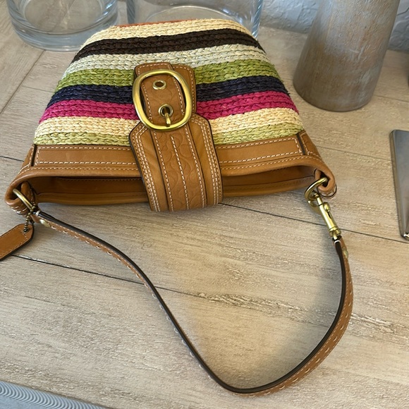 Coach Straw Top Handle Mini in Straw and Natural leather Signature C New 41248 - Picture 5 of 13